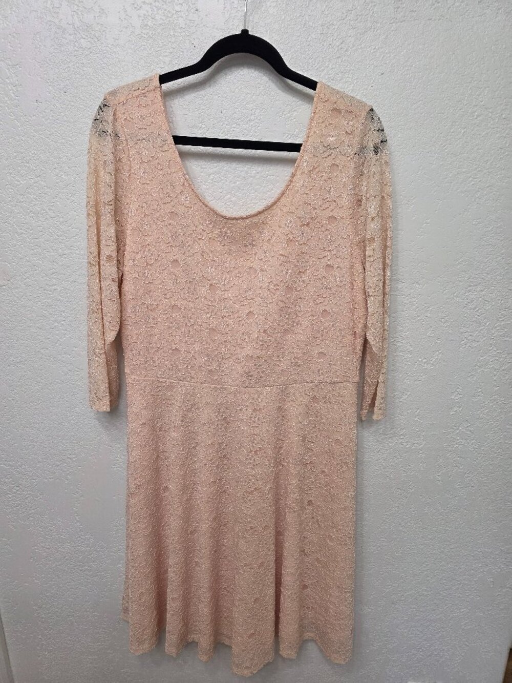 Maitai Blush Pink Lace Long Sleeve Dress Size 2X‎ NWOT Skater